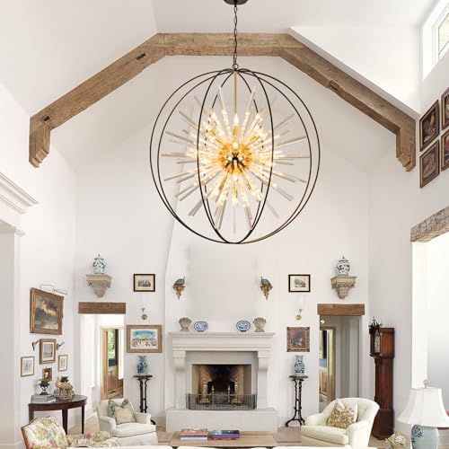 Vezzio Extra Large Black and Gold Chandeliers for High Ceiling Foyer - Image 5