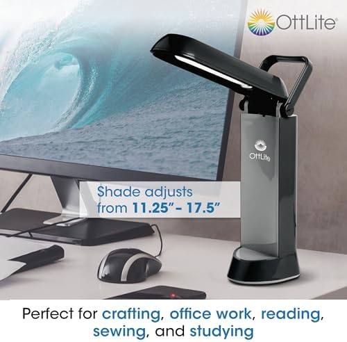 OttLite 13-Watt Folding CFL Task Lamp with Handle, Black - Image 7