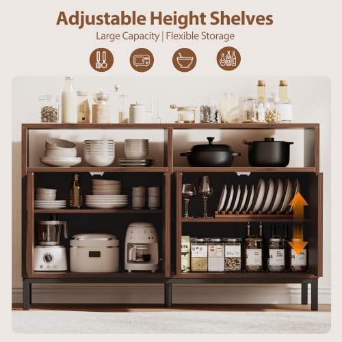 Mericonia Sideboard Buffet Cabinet Storage, Modern Wood Console Fluted Credenza - Image 6