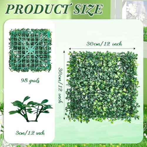 Crowye 24 Pcs 12 x 12 Inch Grass Wall Panel, Artificial Boxwood Wall Panels - Image 2