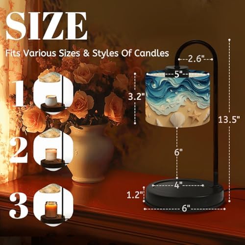 Candle Warmer Lamp with Timer Paper Art Waves Shells Starfish Sandy Beach Dimmable Wax Warmer with 4 Bulbs for Jar Candles Women Birthday Gifts House Warming New Home Decor - Image 2