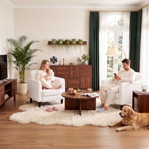 Kromax Accent Chair for Living Room Set of 2, Comfy Reading Armchair, White - Image 6