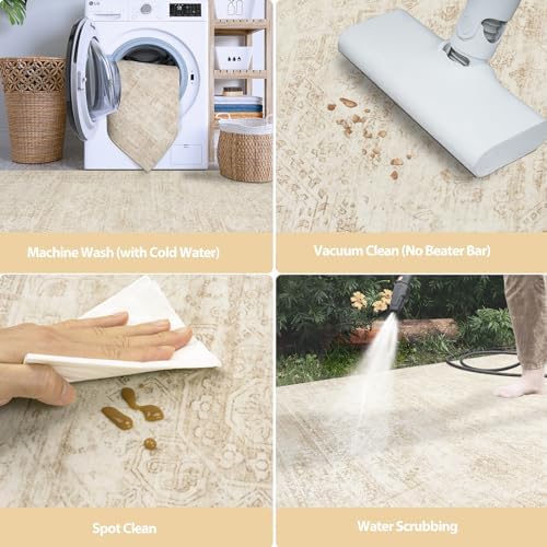 Aelenmu 8x10 Area Rugs for Living Room Washable Bedroom Dining Room Beige - Image 5
