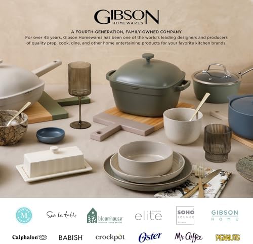 Gibson Home Ogalla 30 Piece Plates, Bowls, & Mugs Dinnerware Set - Service for 6 - White Porcelain W/Gold Band - Image 6