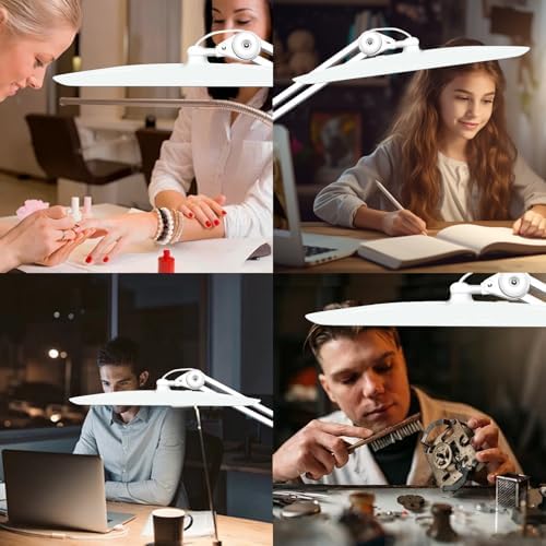3500 Lumen Nail Desk Lamp, 38W Nail Tech Light Dimmable Task Lamp for Home Office Beauty Salon Workbench, Shadowless Nail Desk Light - 20 Inches Luxury White (Universal Manicure Table Clamp) - Image 5