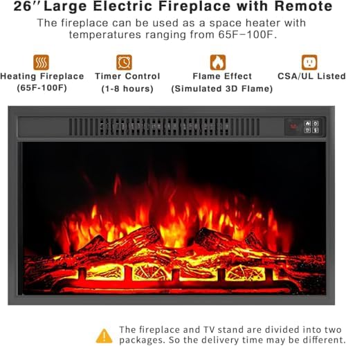 YESHOMY Farmhouse Fireplace TV Stand for Television up to 65+ Inch,Gray - Image 2
