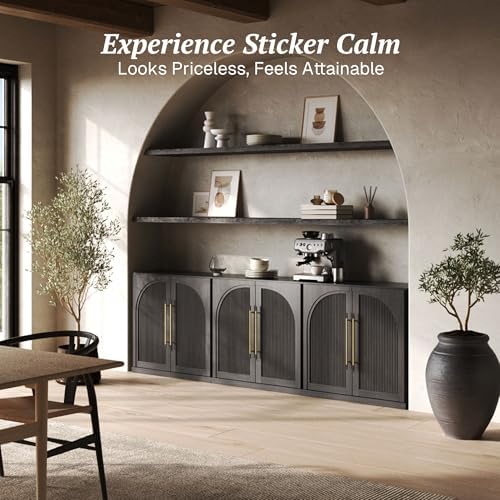 BELLEZE Set of 2 Jagger Sideboard Buffet Cabinet - Ebony - Image 4