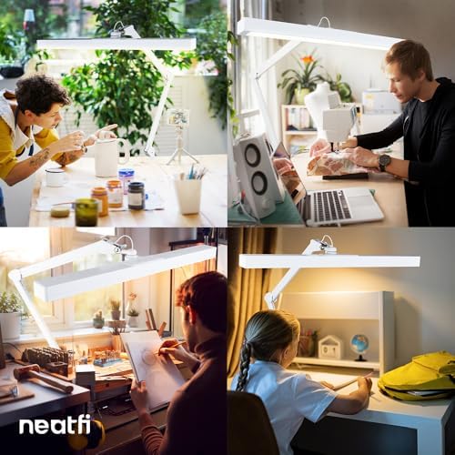 Neatfi 3,000 Lumens Ultra LED Desk Lamp with Clamp, 30W Dimmable Monitor Light, 5 Brightness Levels & 5 Light Modes (White, 28 Inches with Metal Arm) - Image 6