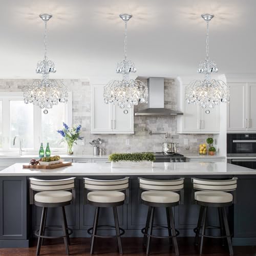 WUZUPS 5-Light Crystal Chandelier Pendant Ceiling Light Modern Lighting Fixture for Bedroom Hallway Bar Kitchen Bathroom, H 20.3" W17.1, E12 Base, Silver - Image 7