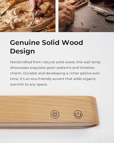 PopoIron 7500 mAh Rechargeable Wall Sconce, Battery Operated LED Wall Light for Bedroom with Remote Control & Touch, 360° Magnetic Rotation, 3 Colours, Dimmable Wood Wall Lamp, 15 RGB Colors, 1p - Image 4