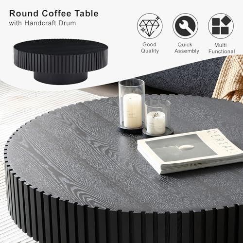 31" Round Coffee Table for Living Room Mid Century Modern Coffee Table - Image 6