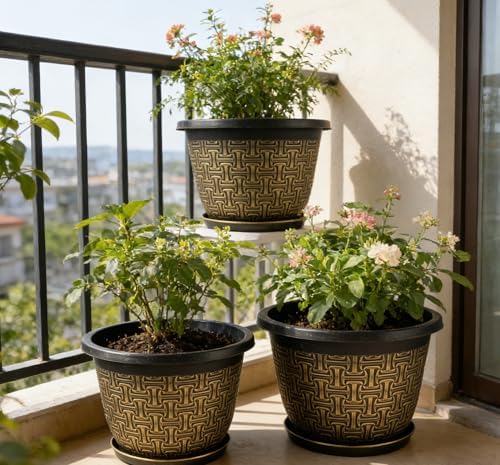 Nooulap 4 Pack 12 Inch Plant Pots, Large Plastic Flower Planters - Image 2