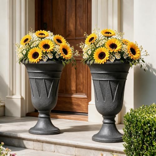 NicBex 24" Tall Urn Planters for Outdoor Plants Set of 2 - Grey Trophy by NicBex