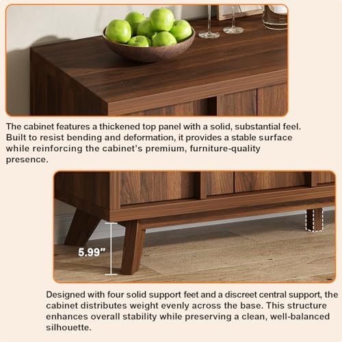 knoworld 59" Sideboard Buffet Cabinet with Storage, Modern Credenza, Brown - Image 6