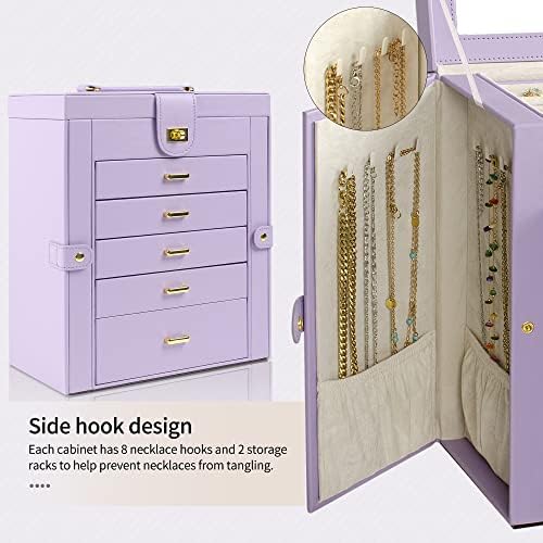 AKOZLIN 6-Tier Jewelry Box Organizer 5 Drawers Storage Violet Large - Image 6