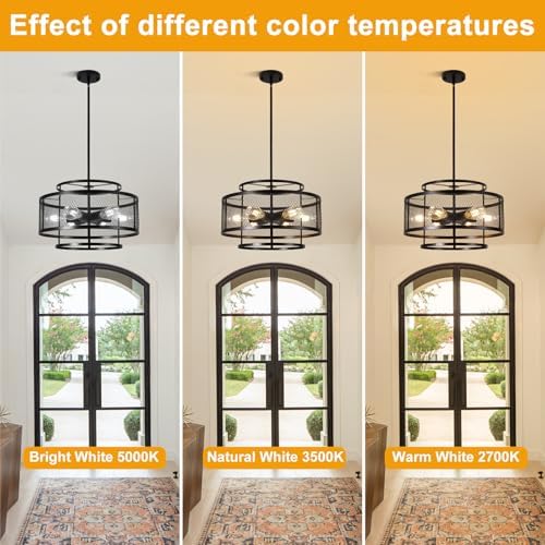 18" Dining Room Light Fixture/Chandelier Over Table, No Assembly Required 6-Light Modern Pendant Lights Kitchen Island,Industrial Black Hanging Pendant Lights Fixture for Kitchen Island Foyer Entryway - Image 4