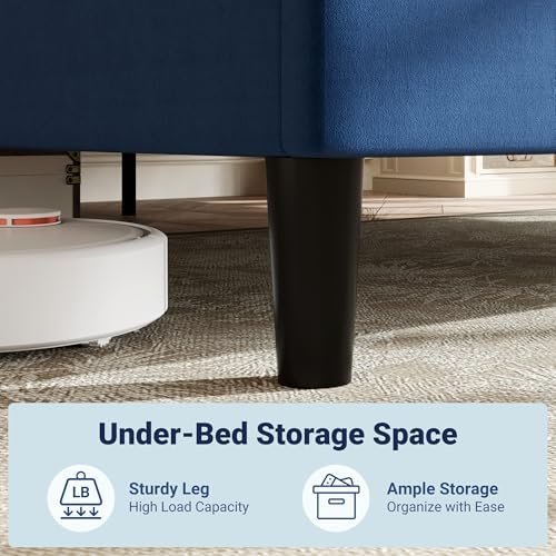 Allewie King Size Platform Bed Frame with Velvet Upholstered Headboard - Image 5