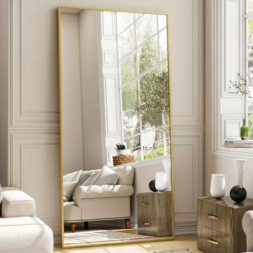Easly 26"x71" Full Length Mirror, Adjustable Standing/Wall Mounted Floor Mirror for Bedroom, Living Room, Entryway, Large Gold Leaning Mirror with Shatterproof Glass by EASLY