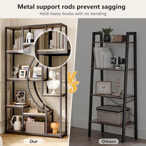 HolliWill 70.8" Tall Bookshelf Set of 2, 79" Wide Geometric Display Shelf with 18 Open Storage Shelves, Etagere Bookcase for Living Room, Office, Bedroom - Anti-Tip & Adjustable Feet - Image 5