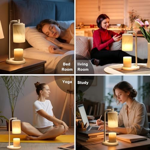 Marble White Candle Warmer Lamp, Bedroom Home Decor Marble Base White Electric Candles Warmer with Timer & Dimmer, Housewarming Gifts, Spring & Easter Decorations - Image 6