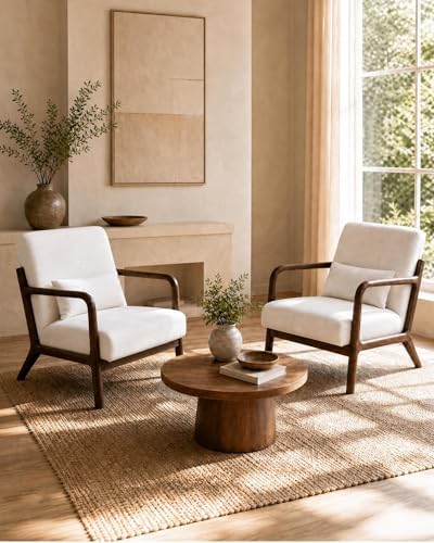 Garvee Mid Century Accent Chair, Upholstered Armchair with Lumbar Pillow - Image 5