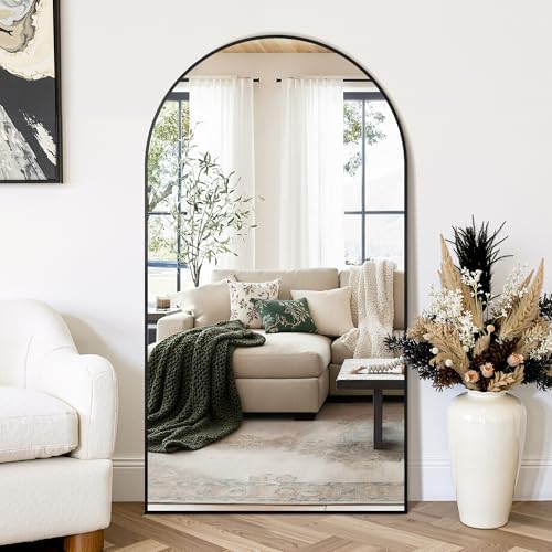 Arched Bathroom Mirror for Wall, 55" x 30" Metal Frame Vanity Mirror, Black - Image 5