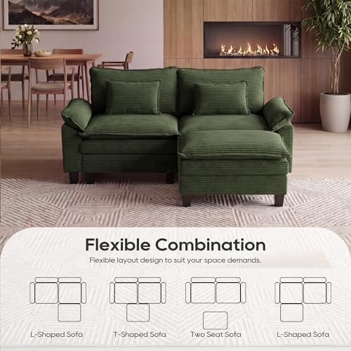 URRED Oversized Modular Sectional Sofa，Solid Green：87" L Shaped - Image 4