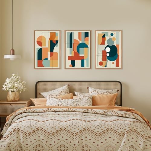 FWIEXA Mid Century Modern Wall Art Set Framed, Modern Canvas Art Wall Decor, Large Abstract Wall Painting, 3 Piece 16x24 Inches Artwork for Living Room, Bedroom, Office - Image 5