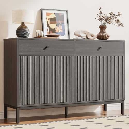 Mericonia Sideboard Buffet Cabinet Storage, Modern Wood Console Fluted Credenza by MERICONIA