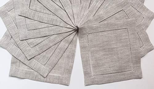 Ladder Hem Stitch Natural Linen Cocktail Napkins- 1 Dozen 6"x6"- Linen Cloth Napkin Coasters-Set of 12 - Image 4