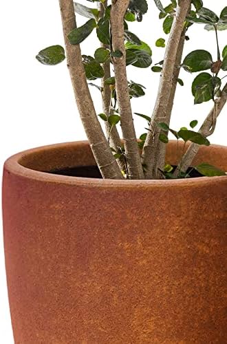 Kante 18.1" H Tall Round Concrete Planter for Outdoor Indoor, Modern Decorative Plant Pots with Drainage Hole & Rubber Plug for Home & Garden Iron Oxide - Image 4