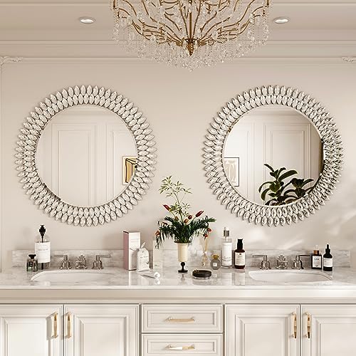 Kelly Miller 32" Jeweled Luxury Round Decorative Wall Mirror - Image 4