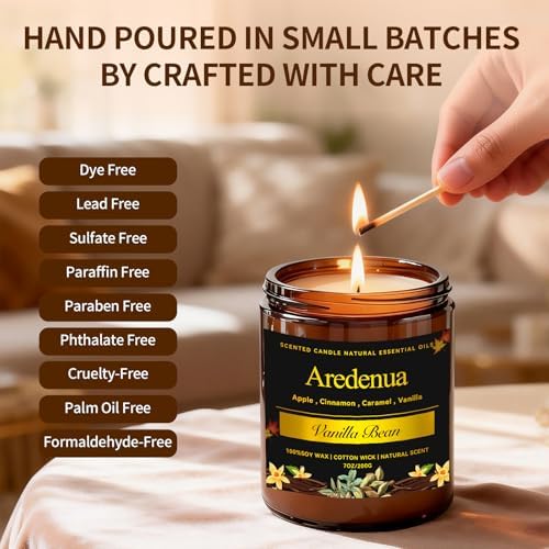 Vanilla Bean Odor Eliminating Candles, 7 oz Soy Scented Candle - Image 3