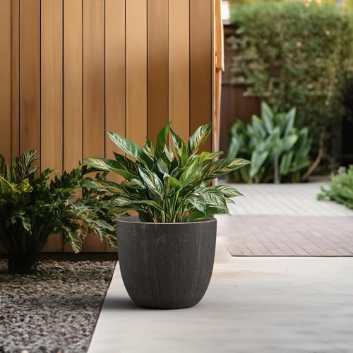 Kante Accent Round Bowl Vintage BRN Concrete Planter 14" Dia, Outdoor - Image 4