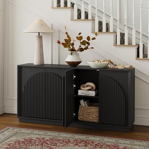 win2win 65" Sideboard Buffet Cabinet with Storage, Modular Credenza, Black - Image 6