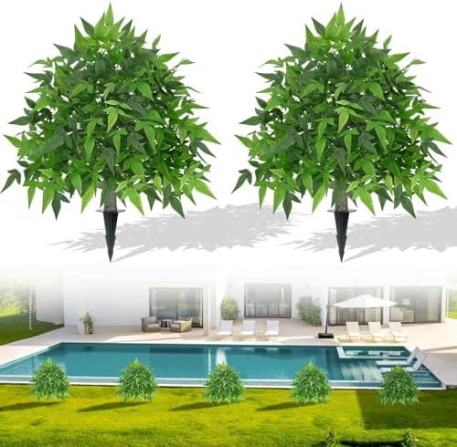 Set of 2 Artificial Bamboo Tree with Spike, Topiary Balls Outdoor 24" - Image 6