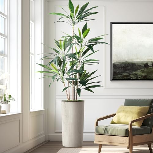 SIGNWIN Artificial Tree in Modern Swirl Pattern Planter, Fake Dracaena Tree Silk Tree for Indoor and Outdoor Home Decoration - 66" Overall Tall (Plant Pot Plus Tree) by SIGNWIN