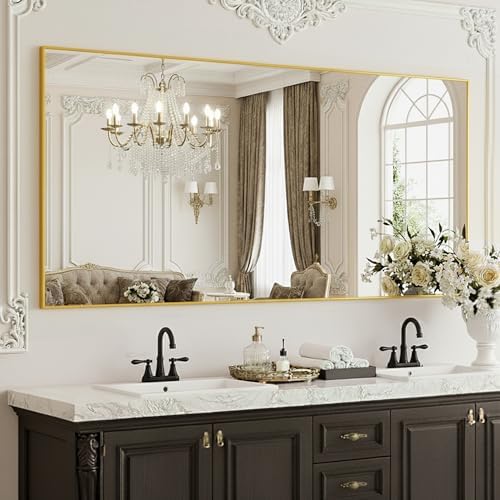 FICTOR Bathroom Vanity Mirror for Over Sink, 30" x 60", Gold by FICTOR