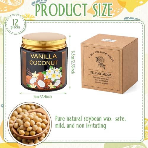 Conelist 12 Pack Scented Candles Gift Set Fruitful Soy Wax Candle for Home 3.5 oz 180 Hour Burn, Candle Gift for Men Women, Scent of Coconut Vanilla/Pineapple/Sea Salt Sage/Mango/Lemon/Watermelon Mint - Image 2