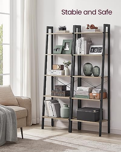 VASAGLE Ladder Shelf, Bookcase Book Shelf, Storage Shelves, 5-Tier, 22In - Image 4