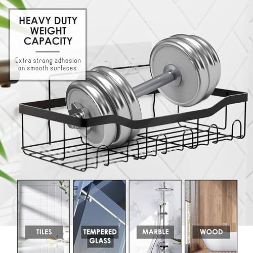Clara Clark Bathroom Set - Christmas Bathroom Accessories Set, 24PC Bathroom Accessory Set, Christmas Bathroom Sets with Adhesive Corner Shower Caddy Hanging, Toilet Brush, Trash Can & Soap Dispenser - Image 5