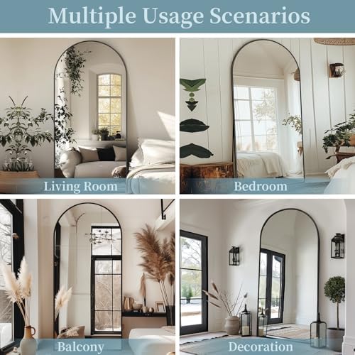 71"x32" Arched Full Length Mirror with Stand,Full Body Floor Mirror - Image 6