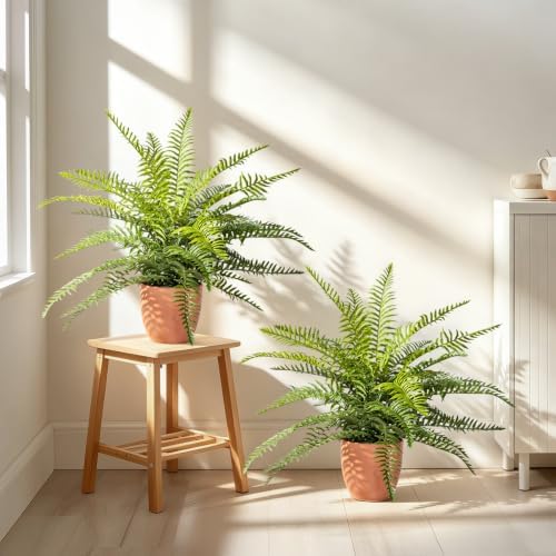 2 Pack Artificial Fern Plants in Pots, Type 8 by Yarmare