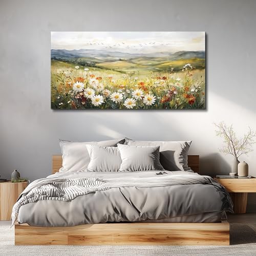 FUHAIHUA Canvas Wall Art For Living Room Large Framed Wall Decor For Bedroom Modern Office Wall Decorations Prairie Flowers Landscape Painting Farmhouse Pictures Artwork Home Decor 20" x 40" - Image 6