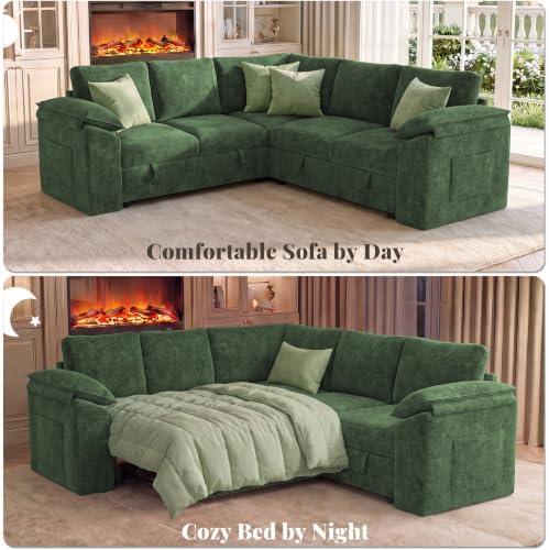 85 In L Shaped Modular Sectional Sofa Couch for Living Room, Green - Image 4