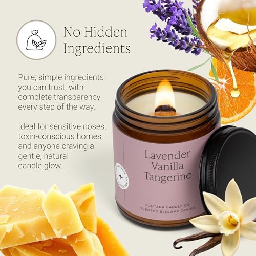 Fontana Candle Co Wood Wick Beeswax Candle, Lavender Vanilla Tangerine - Image 6