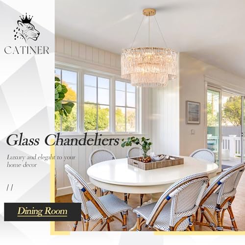 CATINER Modern 20" Crystal Glass Chandelier 7-Light Gold Chandeliers - Image 4