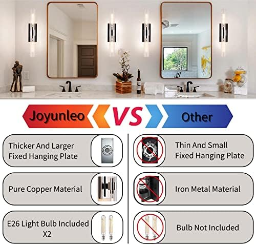 Nickel Bathroom Vanity Light, 2-Light Bathroom Wall Sconce Over Mirror, Chrome Vanity Lights for Bathroom, Dimmable Vanity Sconce with Glass Tube, Indoor Linear Wall Sconce Vertical & Horizontal, 1 PC - Image 6
