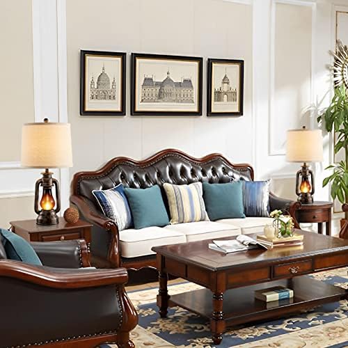 Farmhouse Lantern Table Lamps for Living Room Set of 2 with USB C+A - Image 5