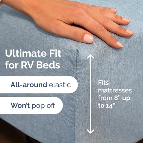 Short Queen Size 4 Piece Bed Sheet Set - RV Short Queen - Heathered Blue - Image 3